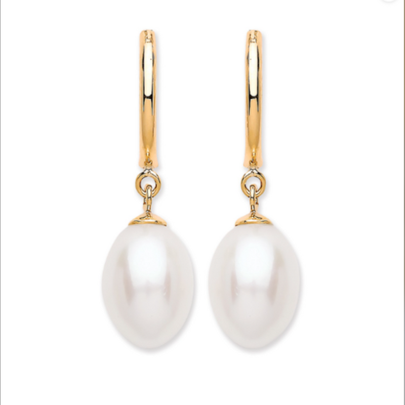 9ct Yellow Gold Freshwater Pearl Drop Studs