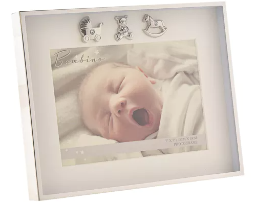 7" x 5" Bambino Thin Border Frame -  Silver Plated