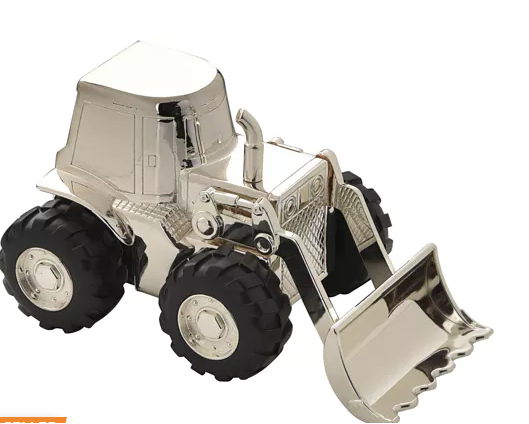 Bambino Front Loading Digger Money Box - Silverplated