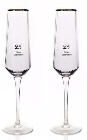 Amore Set of 2 Flute Glasses - 25th Anniversary