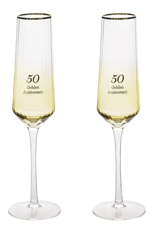 Amore Set of 2 Flute Glasses - 50th Anniversary