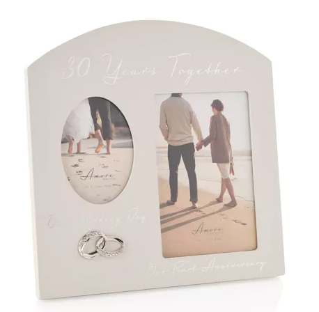 Amore Arched Double Photo Frame - 30th Anniversary