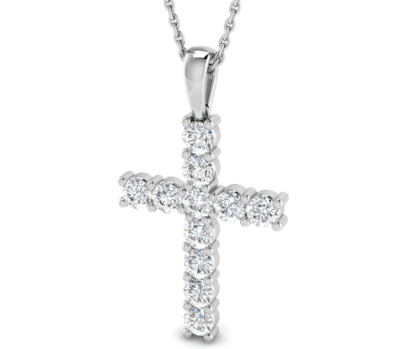 Cross Necklace Lab Diamond - 9ct White Gold
