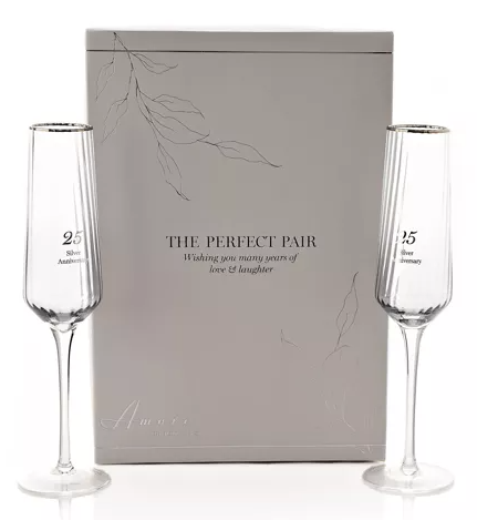 Amore Set of 2 Flute Glasses - 25th Anniversary