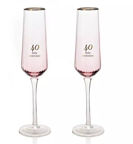 Amore Set of 2 Flute Glasses - 40th Anniversary