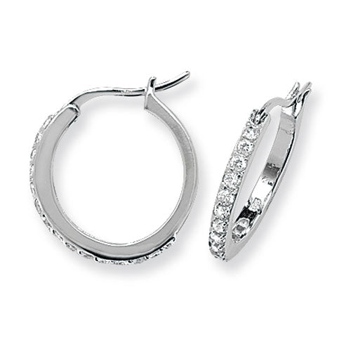 Silver Cz Hoop Earrings - Sterling Silver