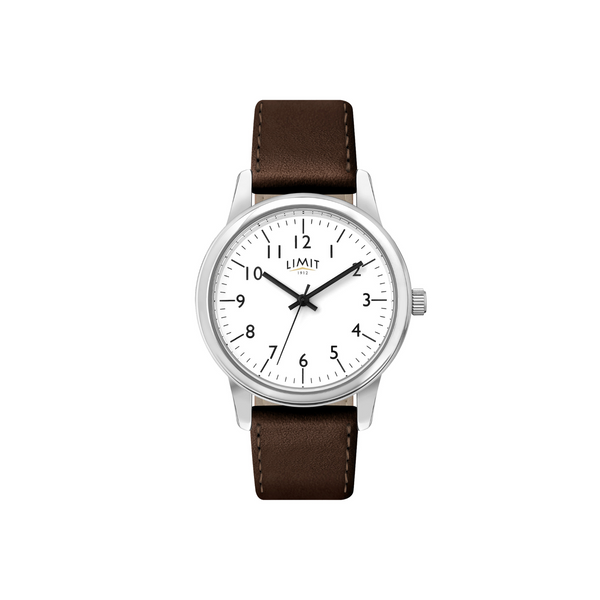 Limit Men's Classic Watch With Silver Case, Strap Strap with White Dial Newbridge Silverware