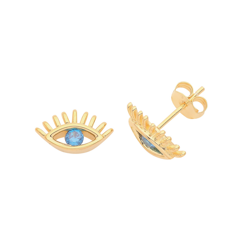 Evil Eye Studs - Silver Gold Plated