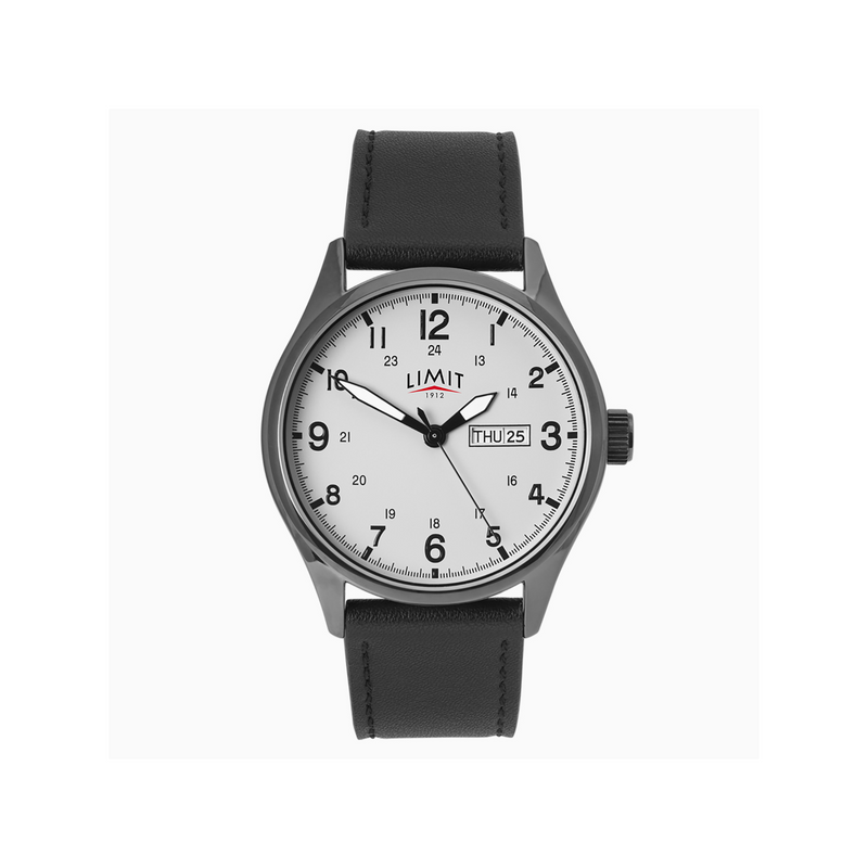 Limit Men's Classic Watch With Black Case, Black Strap with Grey Dial & Day Date Feature  Newbridge Silverware