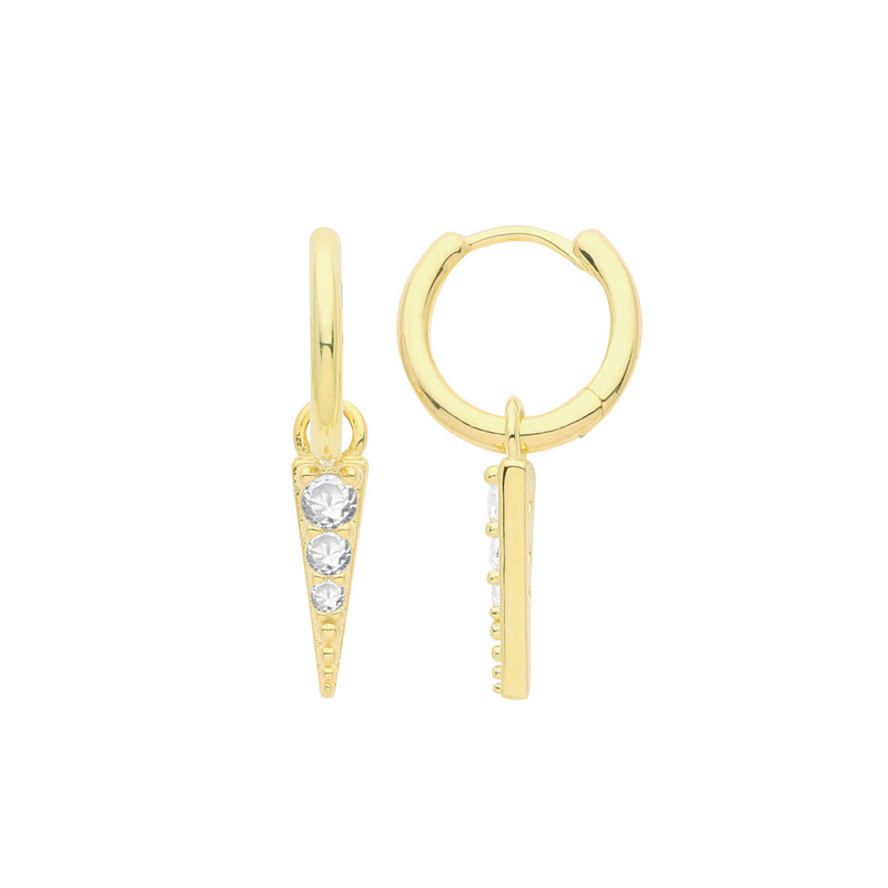 Spike CZ Hoops - Silver Gold Plated