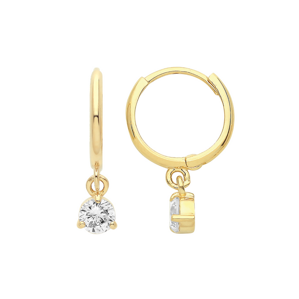 Drop CZ Hinged Earrings - 9ct Gold