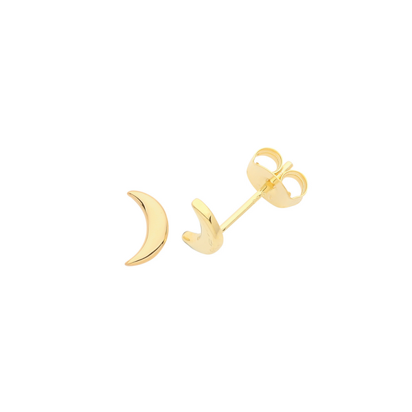 Moon Studs - Silver Gold Plated