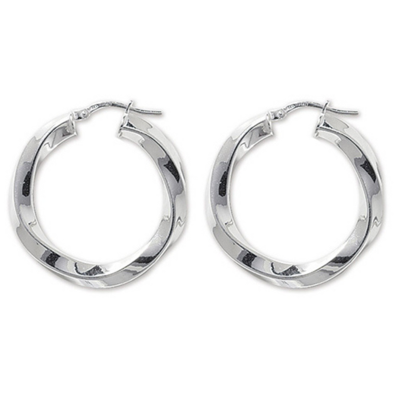 Twisted Hoop Earrings 20mm - Sterling Silver