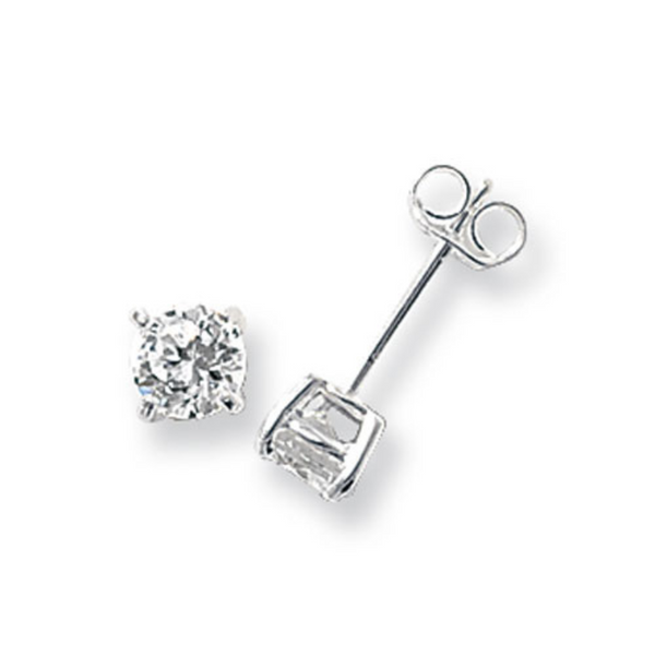 Round CZ Stud Earring 5mm - Sterling Silver