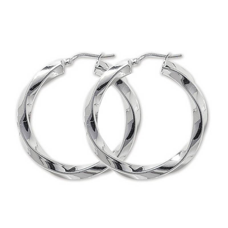 Twisted Hoop Earrings 25mm - Sterling Silver