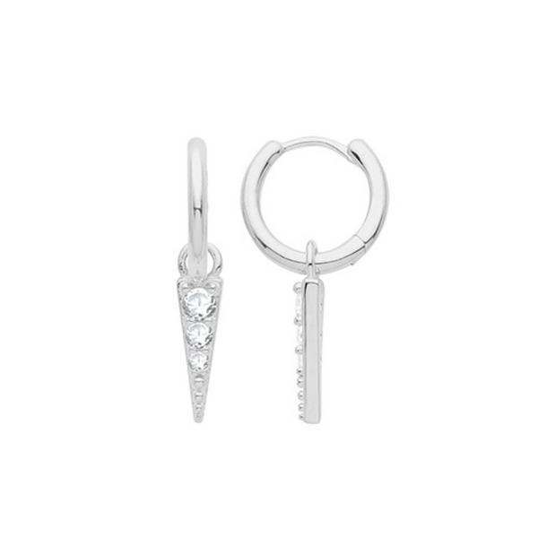 Spike CZ Hoops - Silver Rhodium