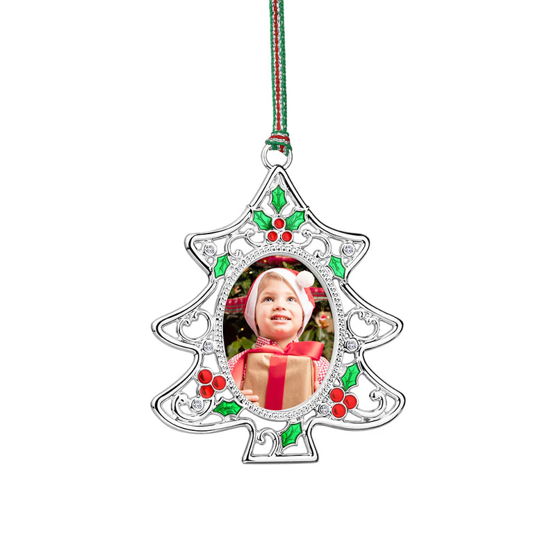 Holly Christmas Tree Photo Frame Decoration - Newbridge Silverware