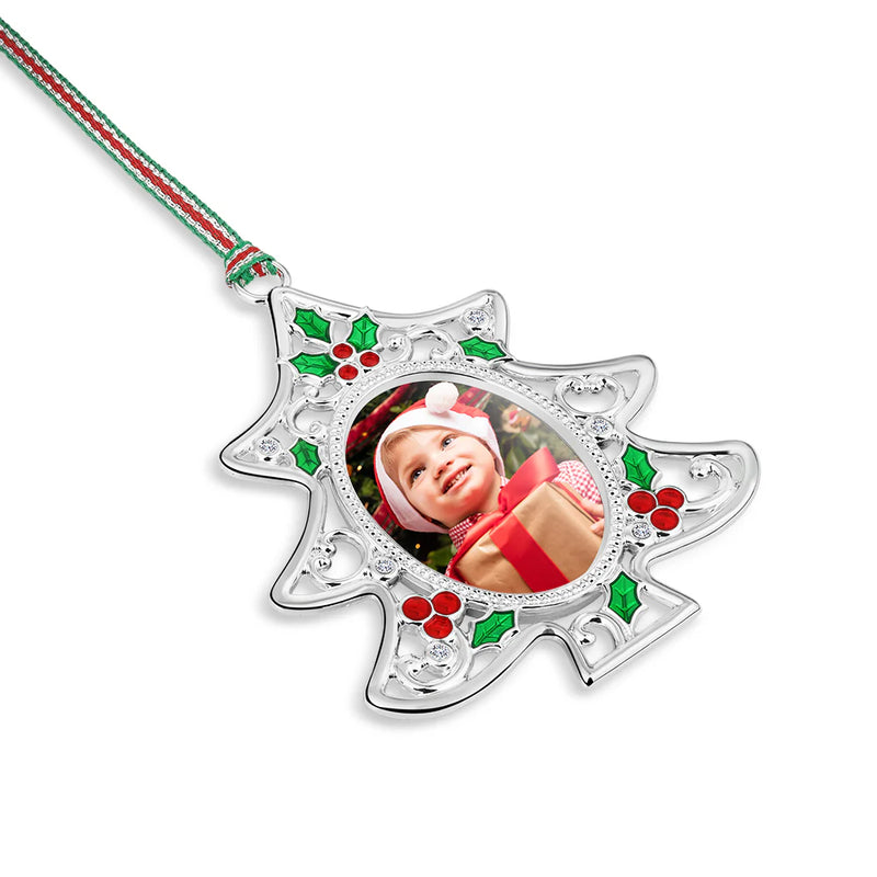 Holly Christmas Tree Photo Frame Decoration - Newbridge Silverware