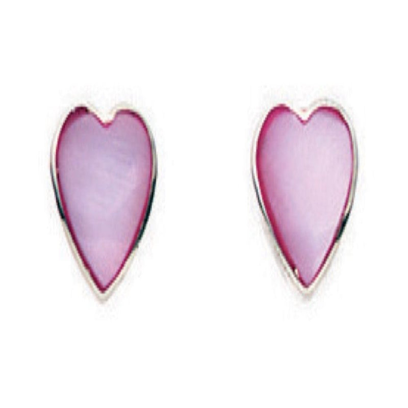 Pink Mother Of Pearl Heart Stud Earrings