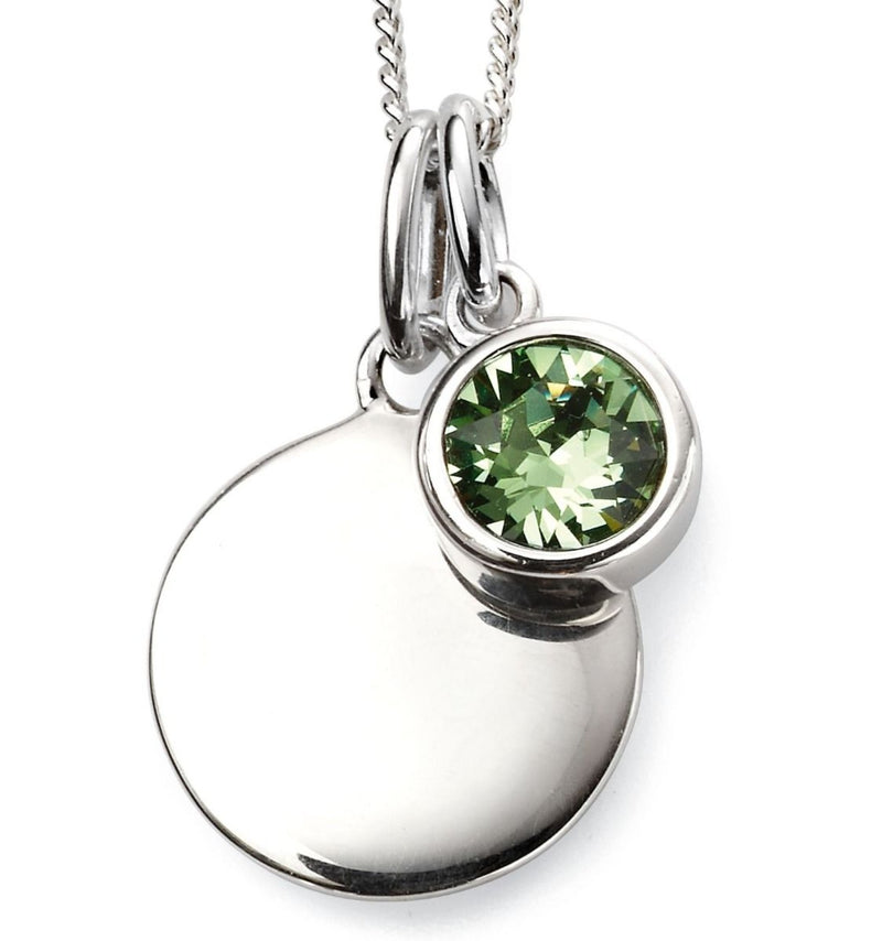 August Birthstone & Engravable Disc Necklace - STERLING SILVER - Hanratty Jewellers