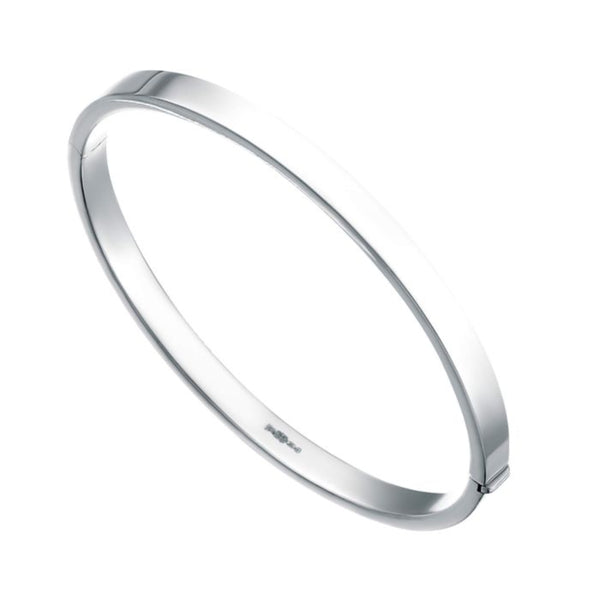 Square Cut Hinged Bangle - Sterling Silver