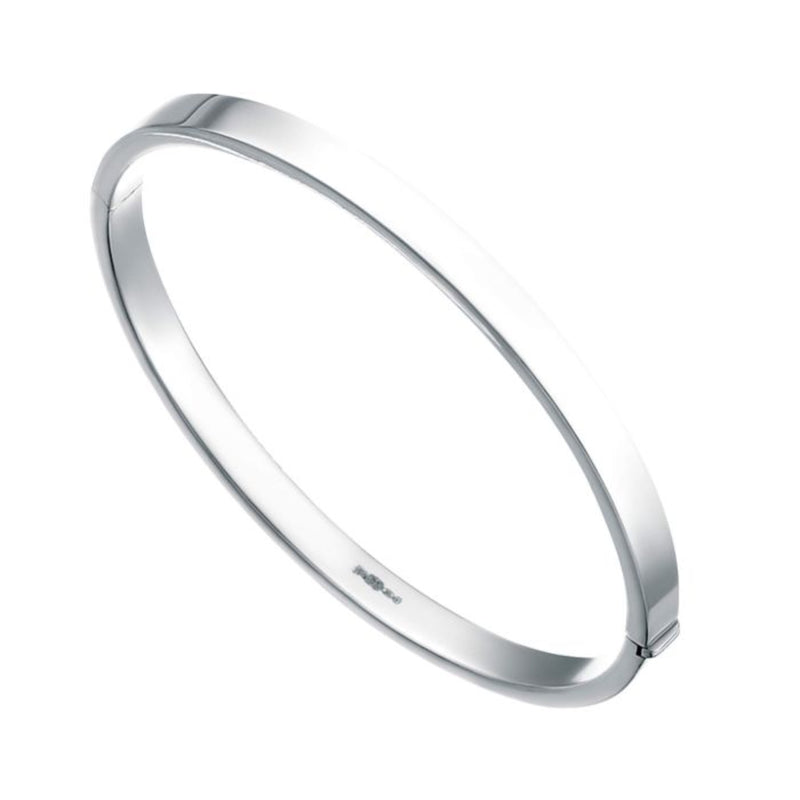 Square Cut Hinged Bangle - Sterling Silver