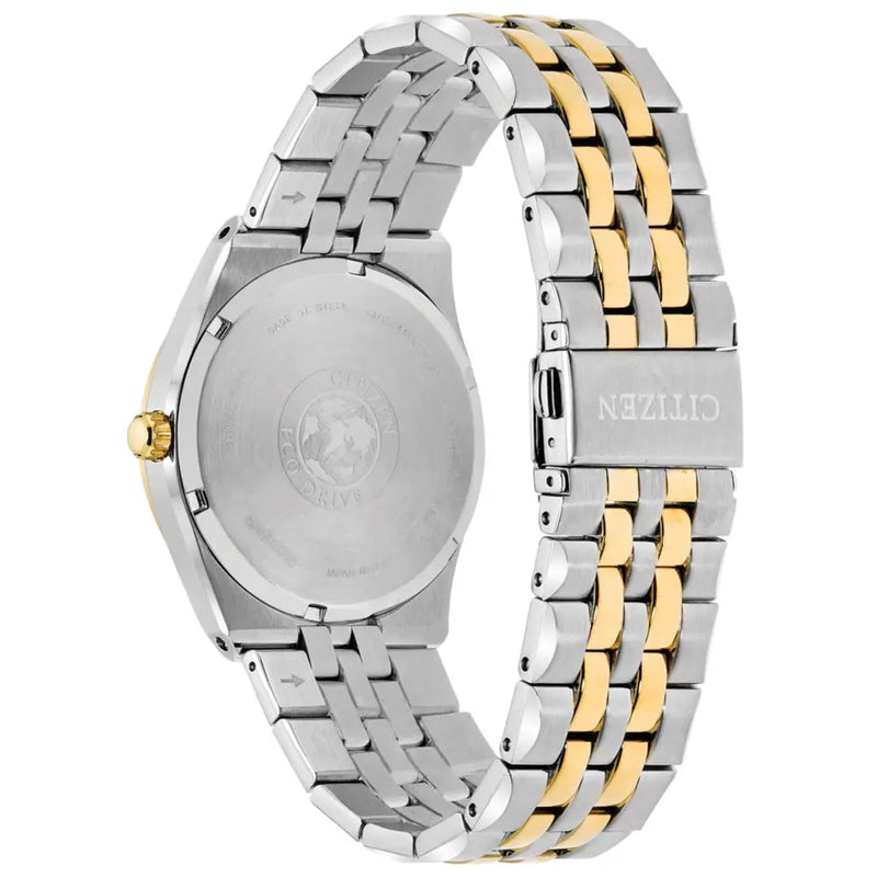 Mens Round White Date Dial 2 Tone Bracelet Watch