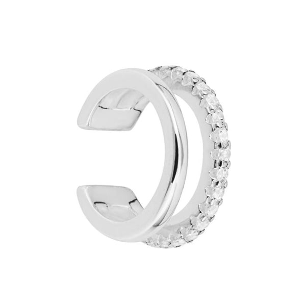 CZ Double Row Ear Cartilage Cuff - Sterling Silver