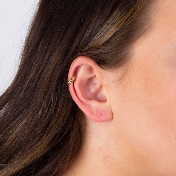 Textured Ear Cartilage Cuff - Silver Gold Plated