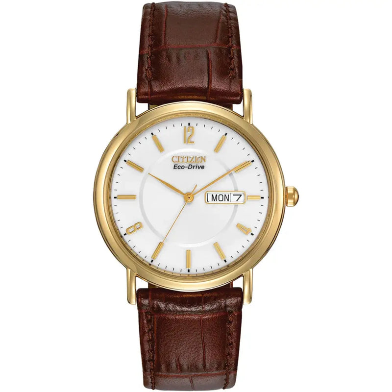 Mens Brown Leather Strap Watch