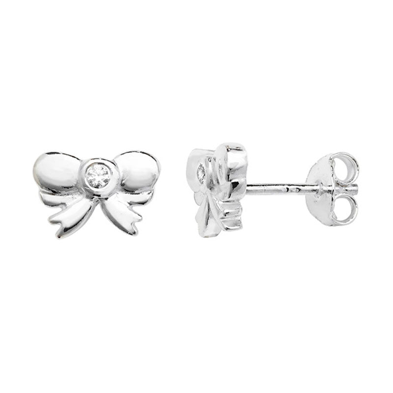 Bow Stud Earrings - Sterling Silver