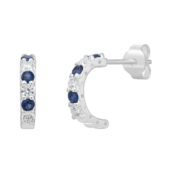 SAPPHIRE HOOP | Cubic Zirconia - Earring - Sterling Silver