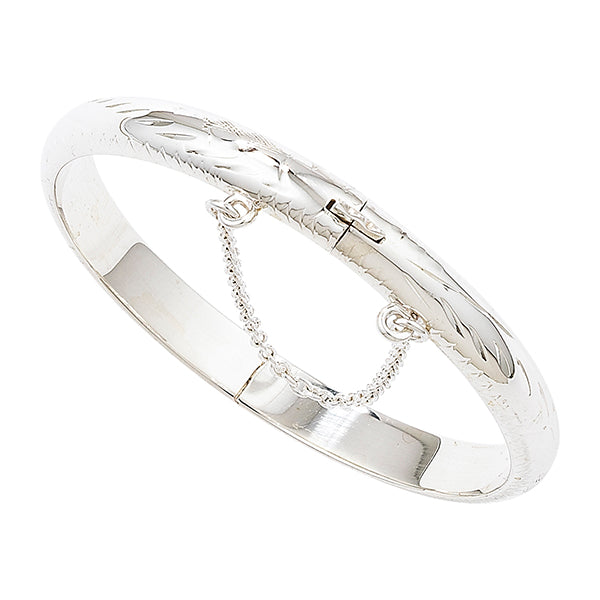 Hinged Baby Bangle | Diamond Cut - Sterling Silver