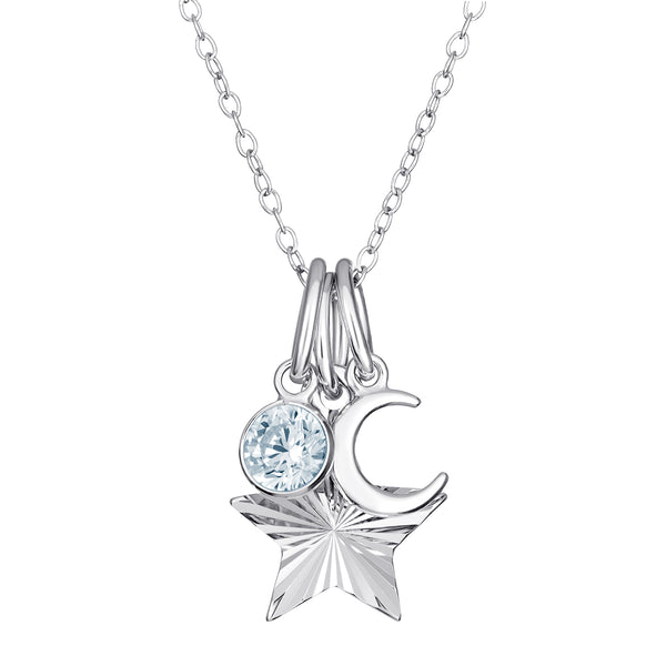 MOON STAR 45CM NECKLACE | Cubic Zirconia Â· Sterling Silver