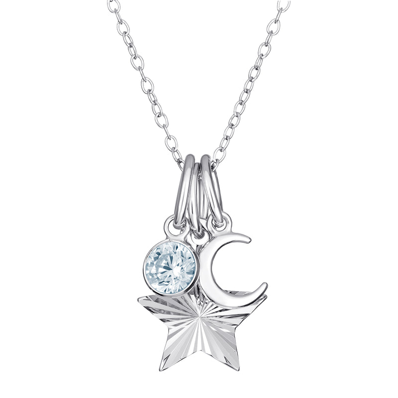 MOON STAR 45CM NECKLACE | Cubic Zirconia Â· Sterling Silver
