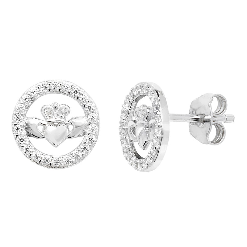 Claddagh Stud | Cubic Zirconia - Earring - Sterling Silver