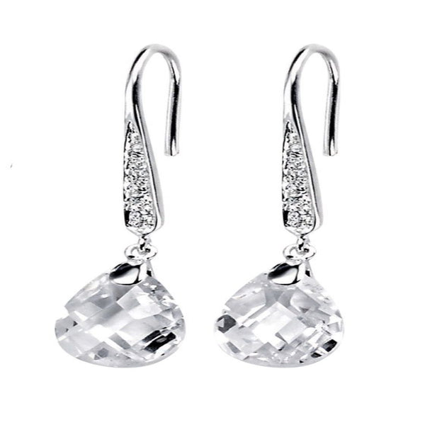 Cubic Zirconia Teardrop And Pave Hook Earrings