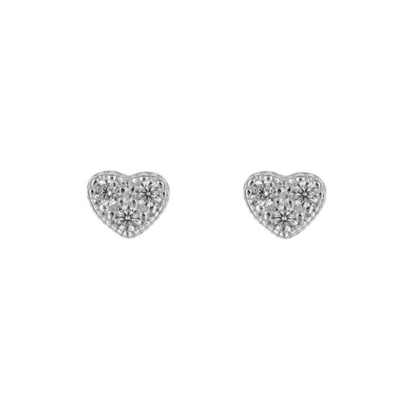 Heart Stud Earrings with Cubic Zirconia