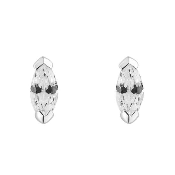 Small Oval Stud Earrings with Cubic Zirconi