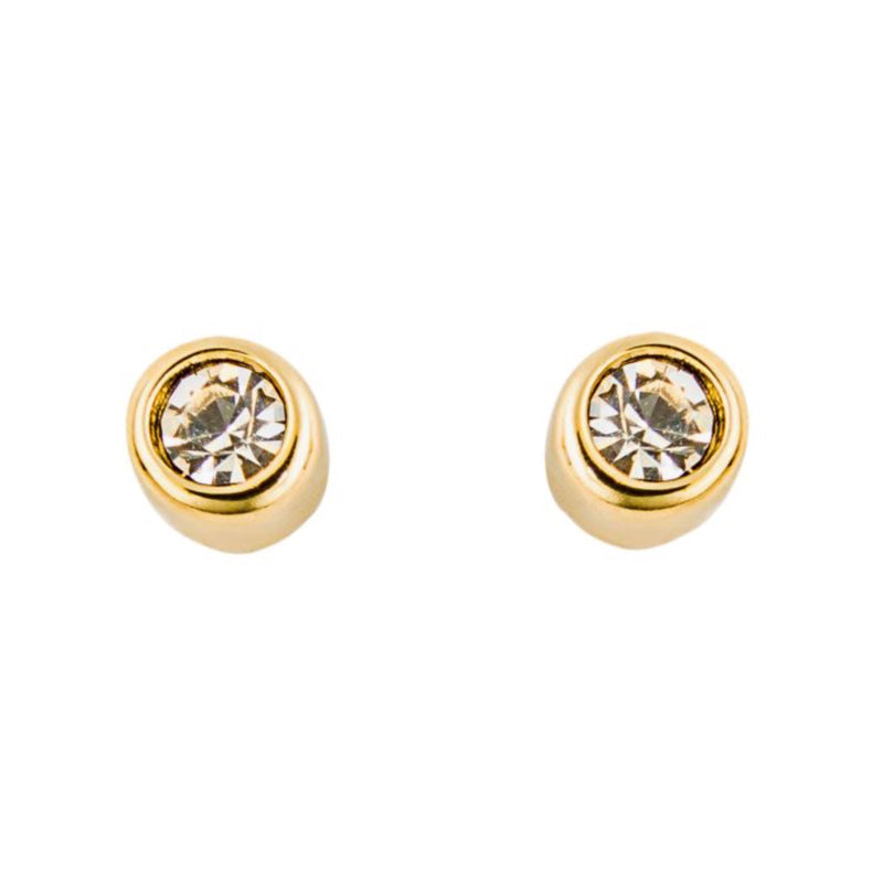 Small Round CZ Stud Earrings - Silver Gold Plated
