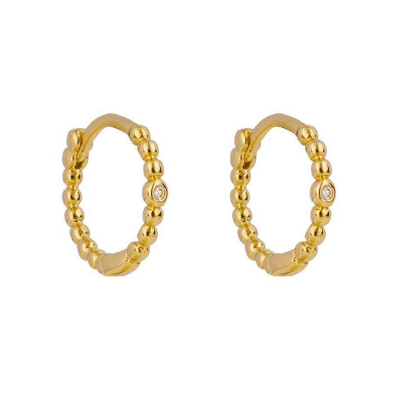 Beaded Hoop Earrings with Cubic Zirconia