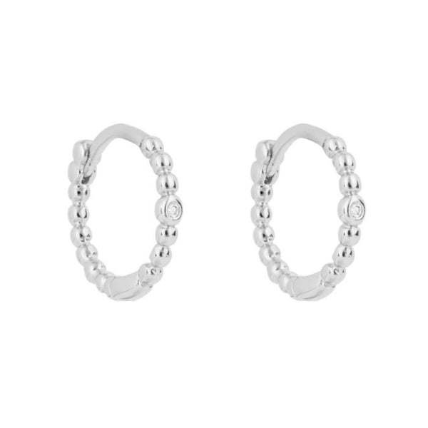 Beaded Hoop Earrings with Cubic Zirconia