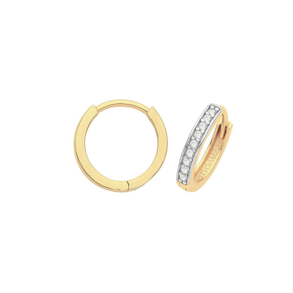 Hinged Cz Earrings 10mm - 9ct Yellow Gold