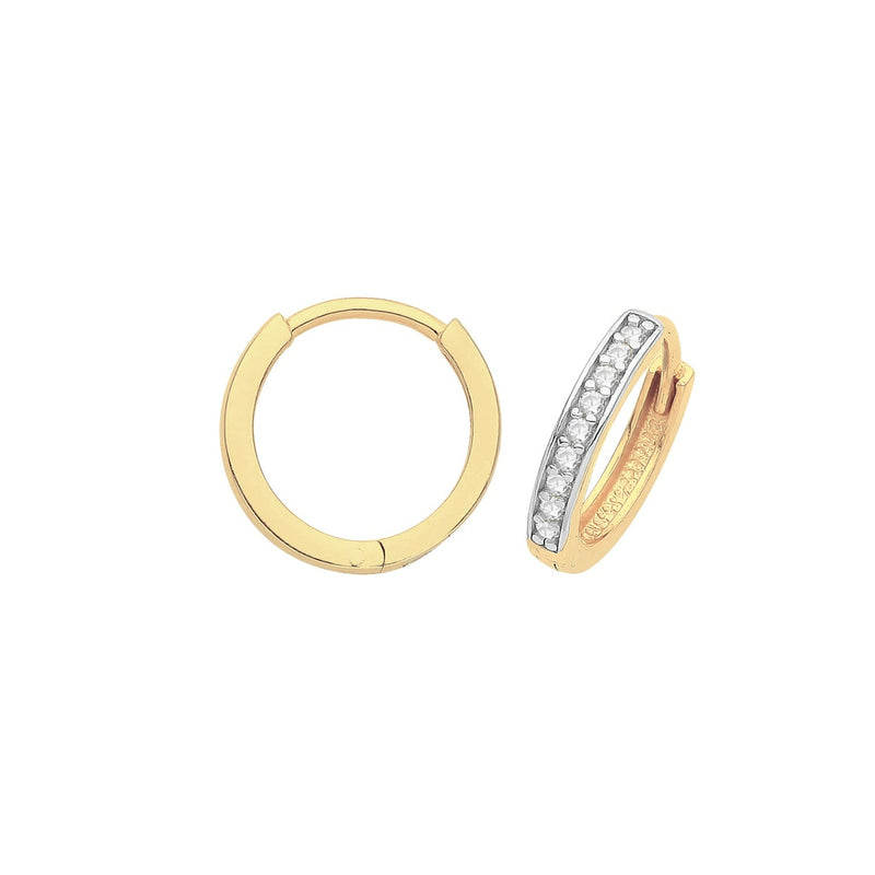 Hinged Cz Earrings 8mm - 9ct Yellow Gold 
