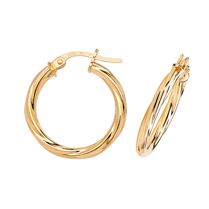 15mm Hoop Earrings - 9ct Gold