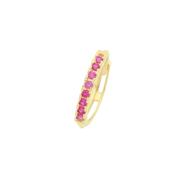 Ruby Red CZ Single Cartilage Huggies - 9ct Yellow Gold