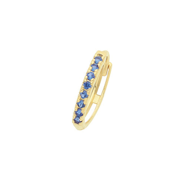 Sapphire Blue CZ Single Cartilage Huggies - 9ct Yellow Gold