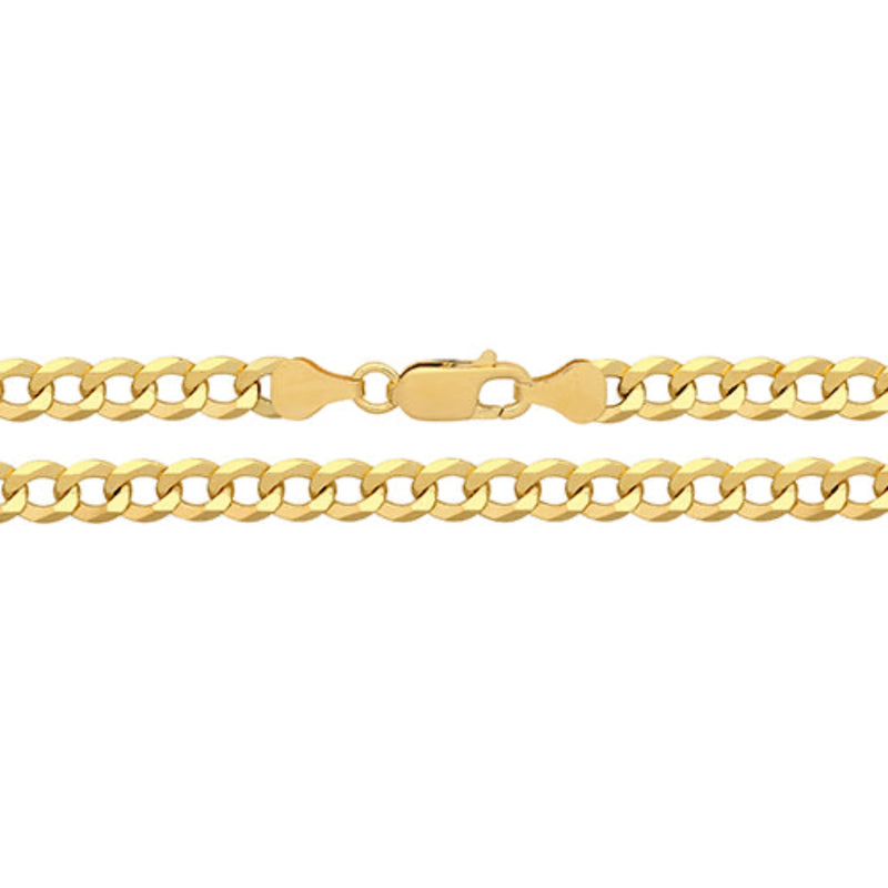 Flat Curb Gents Chain 7" - silver gold plated