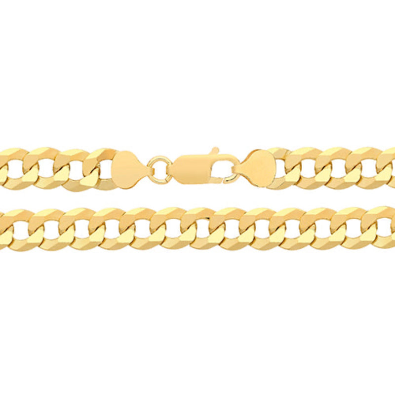 Flat Curb Gents Chain 8" - silver gold plated