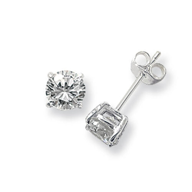 Silver 6MM Round CZ Stud Earring